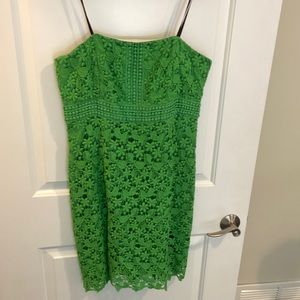 Green strapless dress. (Has attachments for any straps, refer to photo)